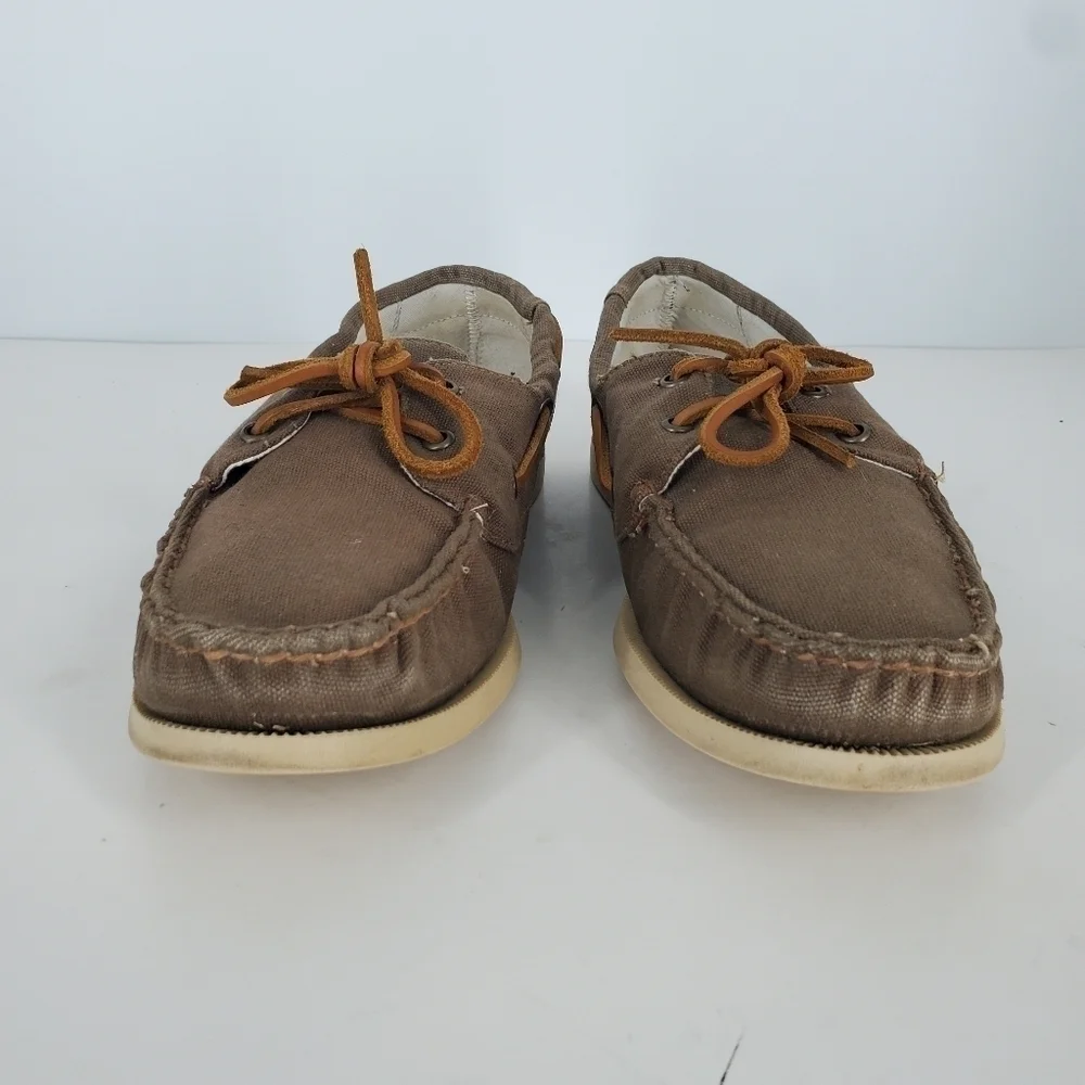 Cole Haan Mens Canvas Slip-on Boat Shoes Size 8.5 M Brown C14475 C15